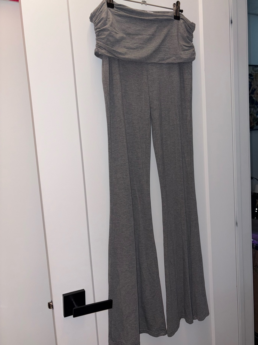 H&M Gray Fold-Over Waist Flare Pants